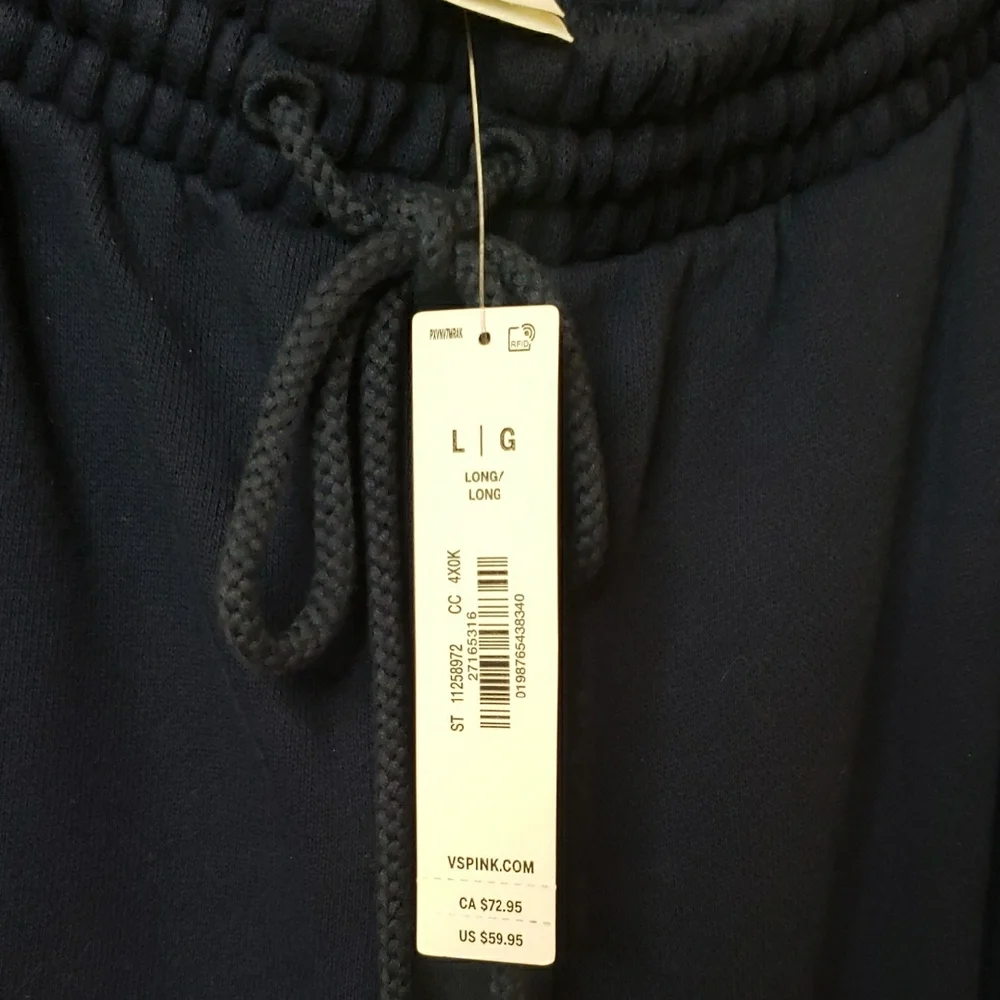 NWT TALL girl Friendly PINK Victoria's Secret Navy Drawstring Pants - Picture 7 of 17